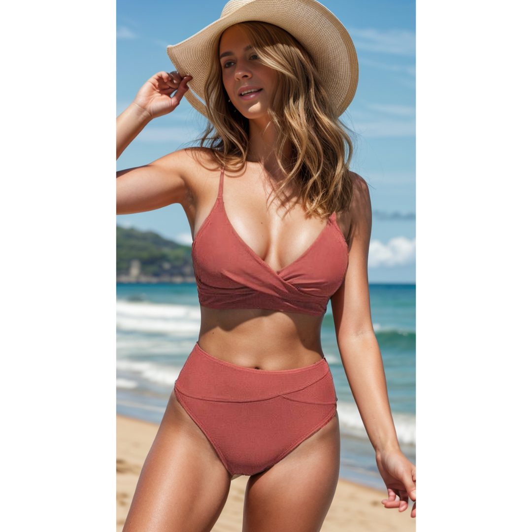 Jodi | Aukšto Liemens Bikinis su V-Dekoltė