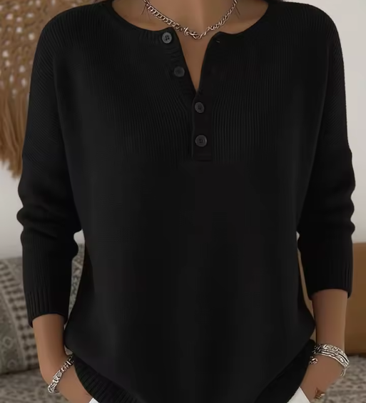 Vera | Elegantiška Megztinė su Mygtukų Iškirpte