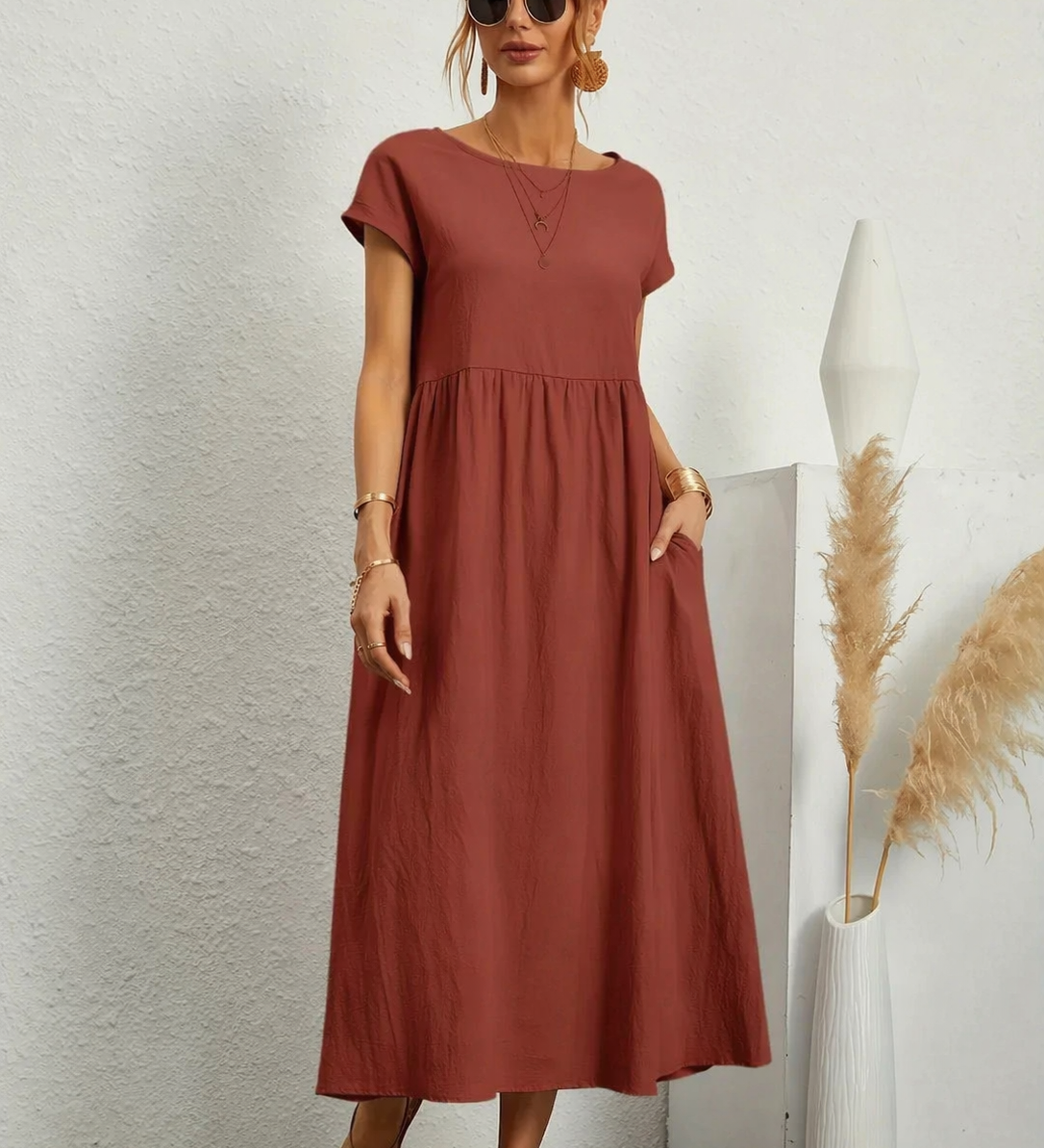 Gabrielle™ — Laisvai krintanti midi suknelė, nesenstanti elegancija