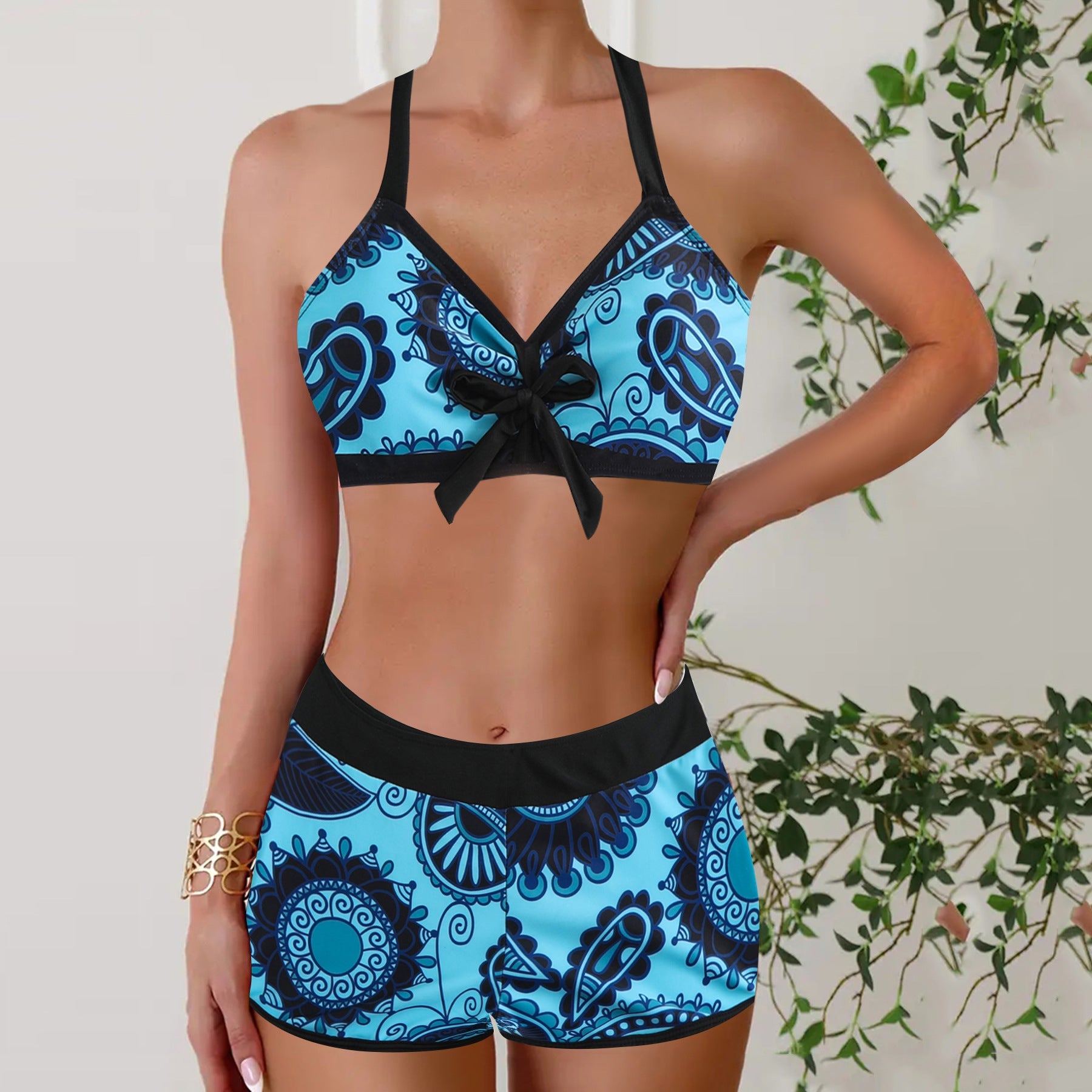 Linda | Bikinis su Gėlių Raštu ir Boyshort