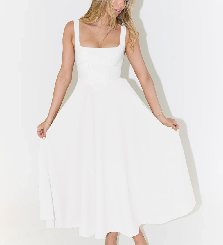 Išskirtinė Midi Suknelė su Romantiška Linija